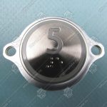 Кнопка вызова/приказа, KONE, AVDBUT, 5 этаж, круглая, серебристая поверхность, белая подсветка, нержавеющая сталь, с крепёжными отверстиями и шрифтом Брайля