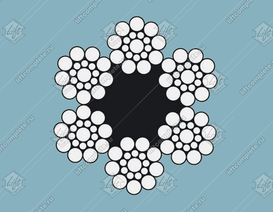 Канат стальной, ГОСТ 3077-80, d - 6,4 мм, 6х19+1о.с., 22,8кН